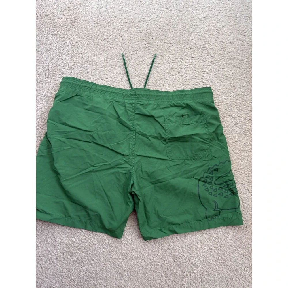 Lacoste Swim Trunks XL Green Big Croc Print Lined Beach Summer
